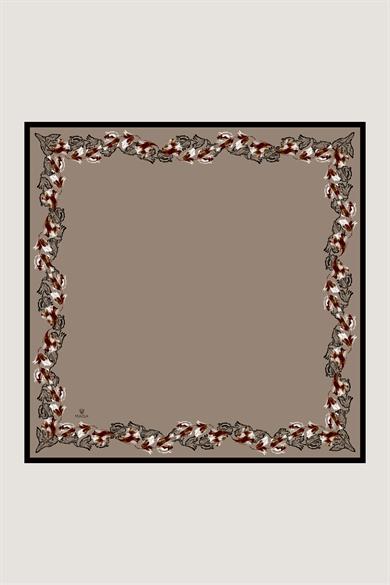 BADE TİVİL İPEK EŞARP 90*90 CM - CAMEL