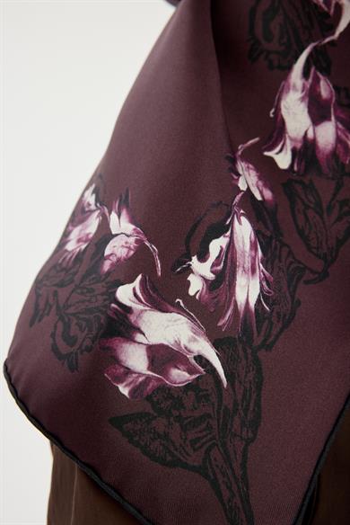 BADE TİVİL İPEK EŞARP 90*90 CM - MÜRDÜM