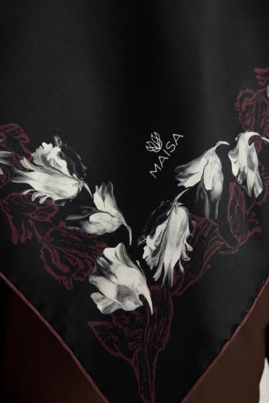 BADE TİVİL İPEK EŞARP 90*90 CM - SİYAH