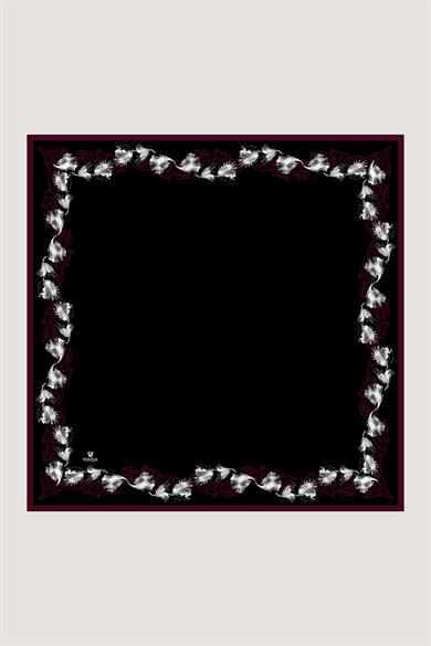 BADE TİVİL İPEK EŞARP 90*90 CM - SİYAH