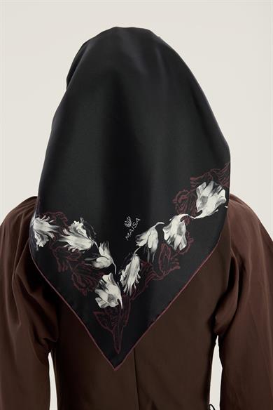 BADE TİVİL İPEK EŞARP 90*90 CM - SİYAH
