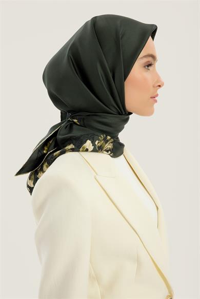 BADE TİVİL İPEK EŞARP 90*90 CM - YEŞİL