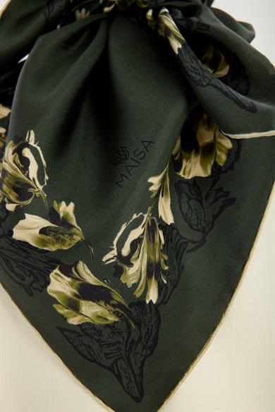 BADE TİVİL İPEK EŞARP 90*90 CM - YEŞİL