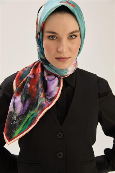 BENNE TİVİL İPEK EŞARP 90*90 CM - KAHVERENGİ