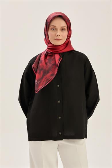 BENNE TİVİL İPEK EŞARP 90*90 CM - KIRMIZI