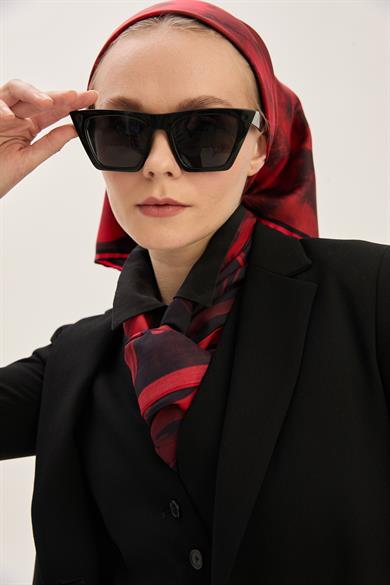 BENNE TİVİL İPEK EŞARP 90*90 CM - KIRMIZI