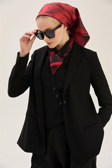 BENNE TİVİL İPEK EŞARP 90*90 CM - KIRMIZI