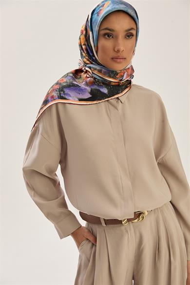 BENNE TİVİL İPEK EŞARP 90*90 CM - MOR