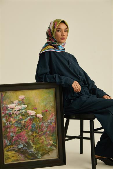 BENNE TİVİL İPEK EŞARP 90*90 CM - PEMBE