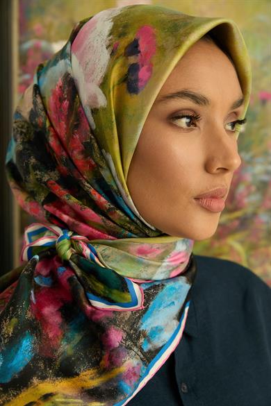 BENNE TİVİL İPEK EŞARP 90*90 CM - PEMBE