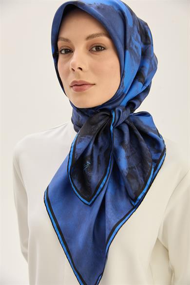 BENNE TİVİL İPEK EŞARP 90*90 CM - SAKS