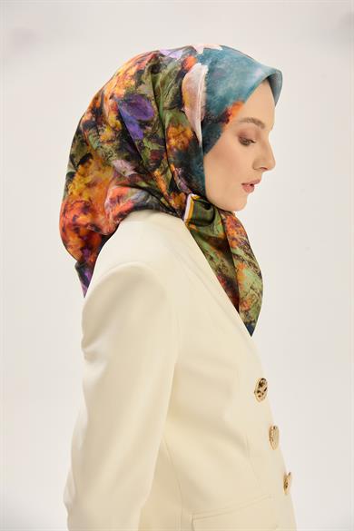 BENNE TİVİL İPEK EŞARP 90*90 CM - TURUNCU
