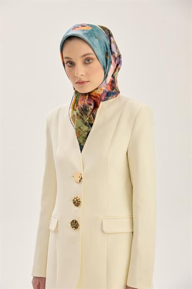 BENNE TİVİL İPEK EŞARP 90*90 CM - TURUNCU