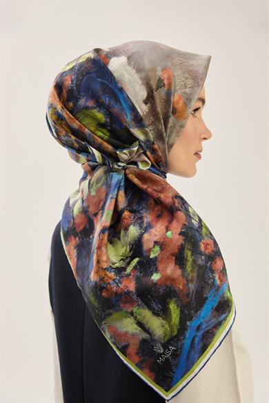 BENNE TİVİL İPEK EŞARP 90*90 CM - YEŞİL