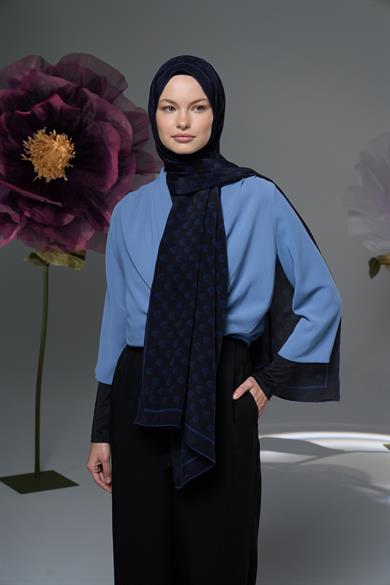 BİRCE KREP İPEK ŞAL 70*190 – LACİVERT