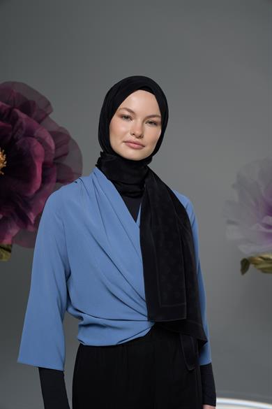 BİRCE KREP İPEK ŞAL 70*190 – SİYAH