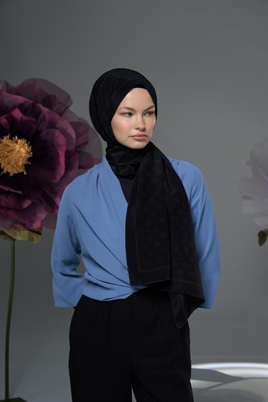 BİRCE KREP İPEK ŞAL 70*190 – SİYAH