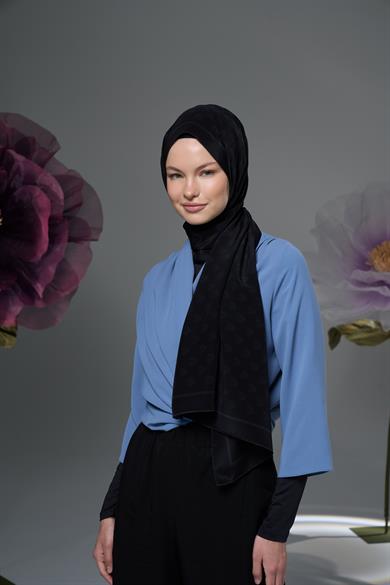 BİRCE KREP İPEK ŞAL 70*190 – SİYAH
