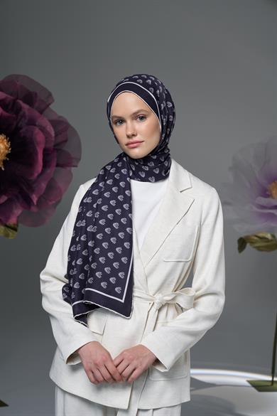 BİRCE PAMUK İPEK ŞAL 70*190 - LACİVERT