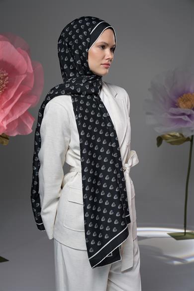 BİRCE PAMUK İPEK ŞAL 70*190 - SİYAH