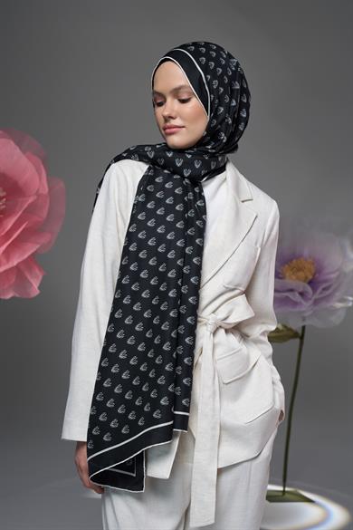 BİRCE PAMUK İPEK ŞAL 70*190 - SİYAH