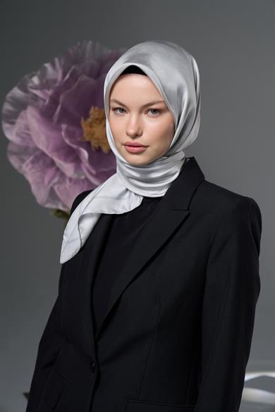 BİRCE TİVİL İPEK EŞARP 90*90 - GRİ