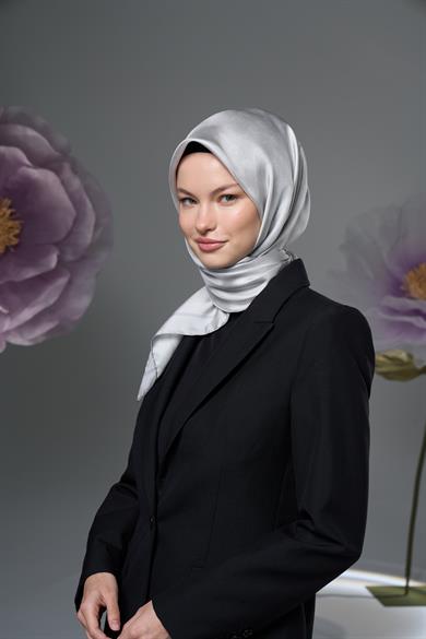 BİRCE TİVİL İPEK EŞARP 90*90 - GRİ