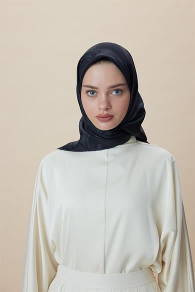 BUĞU MULBERRY İPEK EŞARP 90*90 CM - ANTRASİT