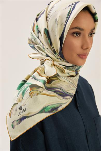 BUĞU MULBERRY İPEK EŞARP 90*90 CM - CAMEL