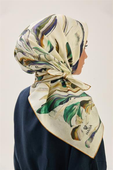 BUĞU MULBERRY İPEK EŞARP 90*90 CM - CAMEL