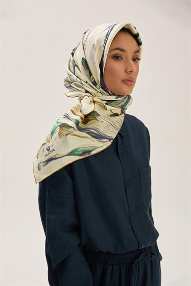 BUĞU MULBERRY İPEK EŞARP 90*90 CM - CAMEL