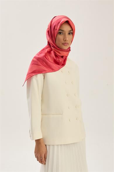 BUĞU MULBERRY İPEK EŞARP 90*90 CM - NAR ÇİÇEĞİ