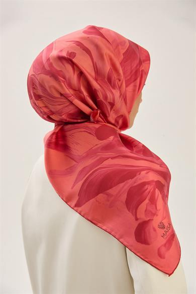 BUĞU MULBERRY İPEK EŞARP 90*90 CM - NAR ÇİÇEĞİ