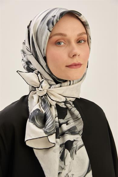 BUĞU MULBERRY İPEK EŞARP 90*90 CM - SİYAH