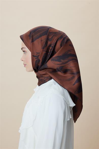 BUĞU MULBERRY İPEK EŞARP 90*90 CM - TABA
