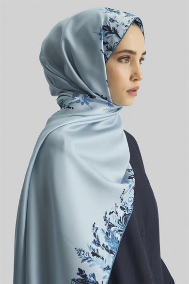 BURCU MULBERRY İPEK ŞAL 70*190 CM - MAVİ