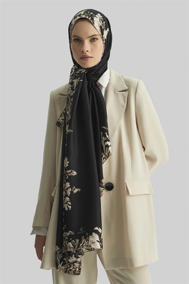 BURCU MULBERRY İPEK ŞAL 70*190 CM - SİYAH