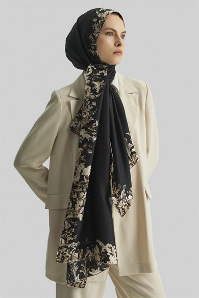 BURCU MULBERRY İPEK ŞAL 70*190 CM - SİYAH