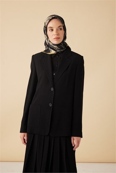 CEVLAN MULBERRY İPEK EŞARP 90*90 CM - GOLD SİYAH