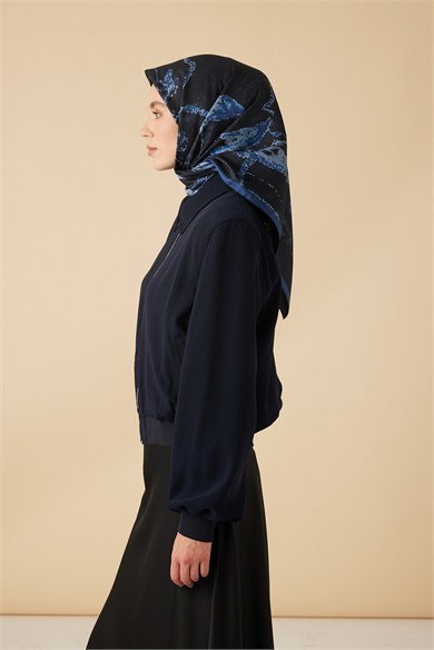 CEVLAN MULBERRY İPEK EŞARP 90*90 CM - LACİVERT