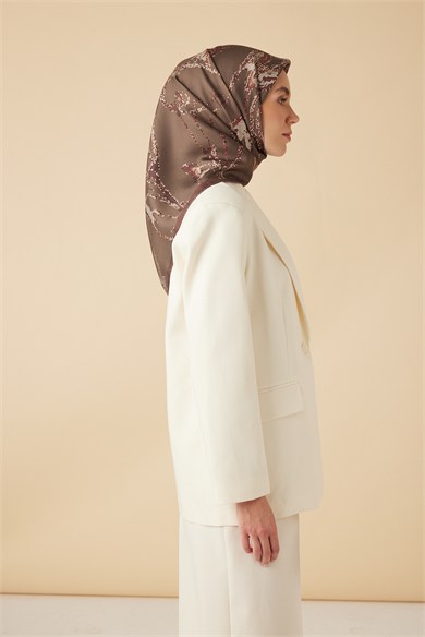 CEVLAN MULBERRY İPEK EŞARP 90*90 CM - VİZON