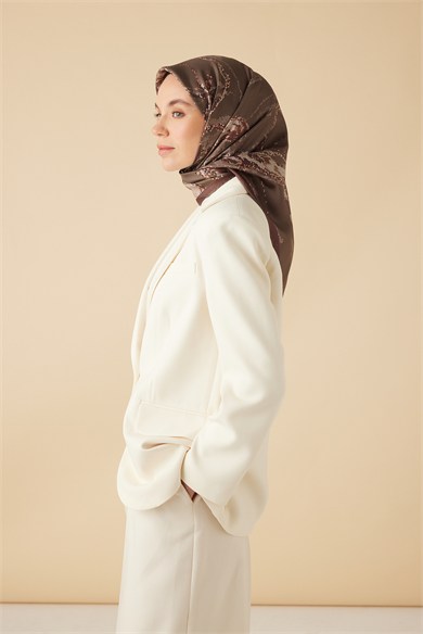 CEVLAN MULBERRY İPEK EŞARP 90*90 CM - VİZON
