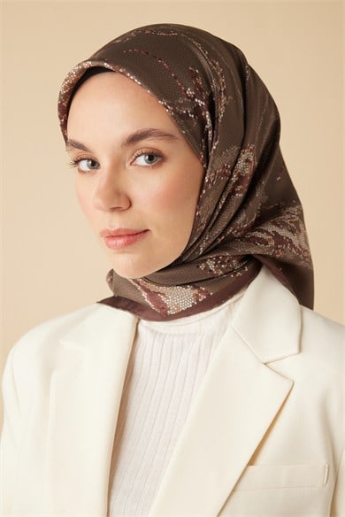 CEVLAN MULBERRY İPEK EŞARP 90*90 CM - VİZON