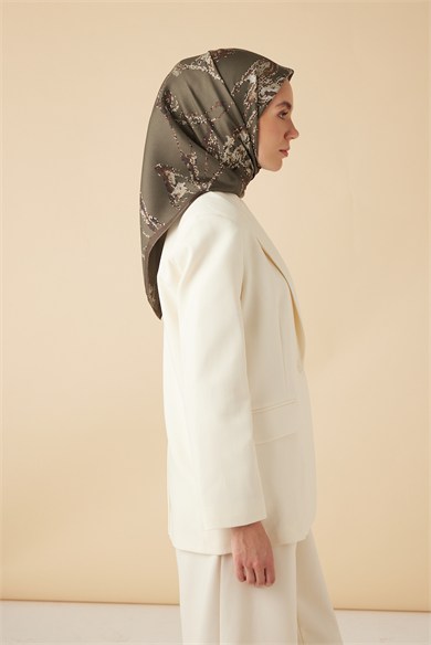 CEVLAN MULBERRY İPEK EŞARP 90*90 CM - ZEYTİN YEŞİLİ