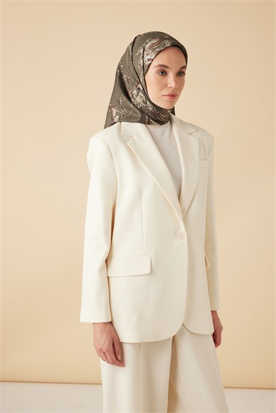 CEVLAN MULBERRY İPEK EŞARP 90*90 CM - ZEYTİN YEŞİLİ