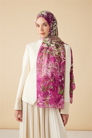 DEM PAMUK İPEK ŞAL 70*190 CM - FUŞYA