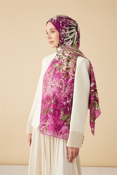 DEM PAMUK İPEK ŞAL 70*190 CM - FUŞYA