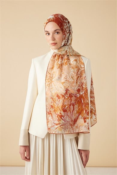 DEM PAMUK İPEK ŞAL 70*190 CM - TABA