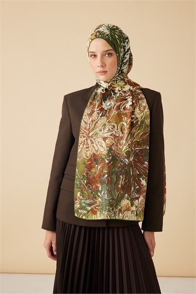 DEM PAMUK İPEK ŞAL 70*190 CM - YEŞİL
