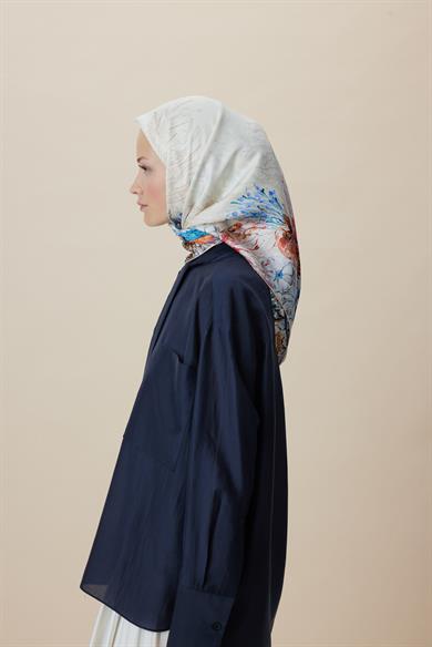 DERİN TİVİL İPEK EŞARP 90*90 CM - YAVRUAĞZI